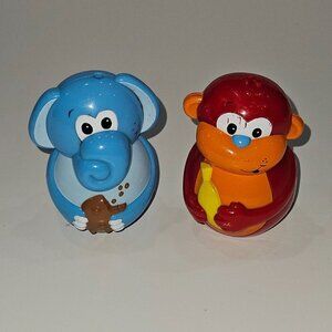 2 Infantino Zoo Zoo Shakers Red Monkey Blue Elephant Rattle Baby Toy Lot
